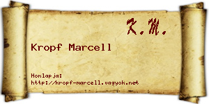 Kropf Marcell névjegykártya